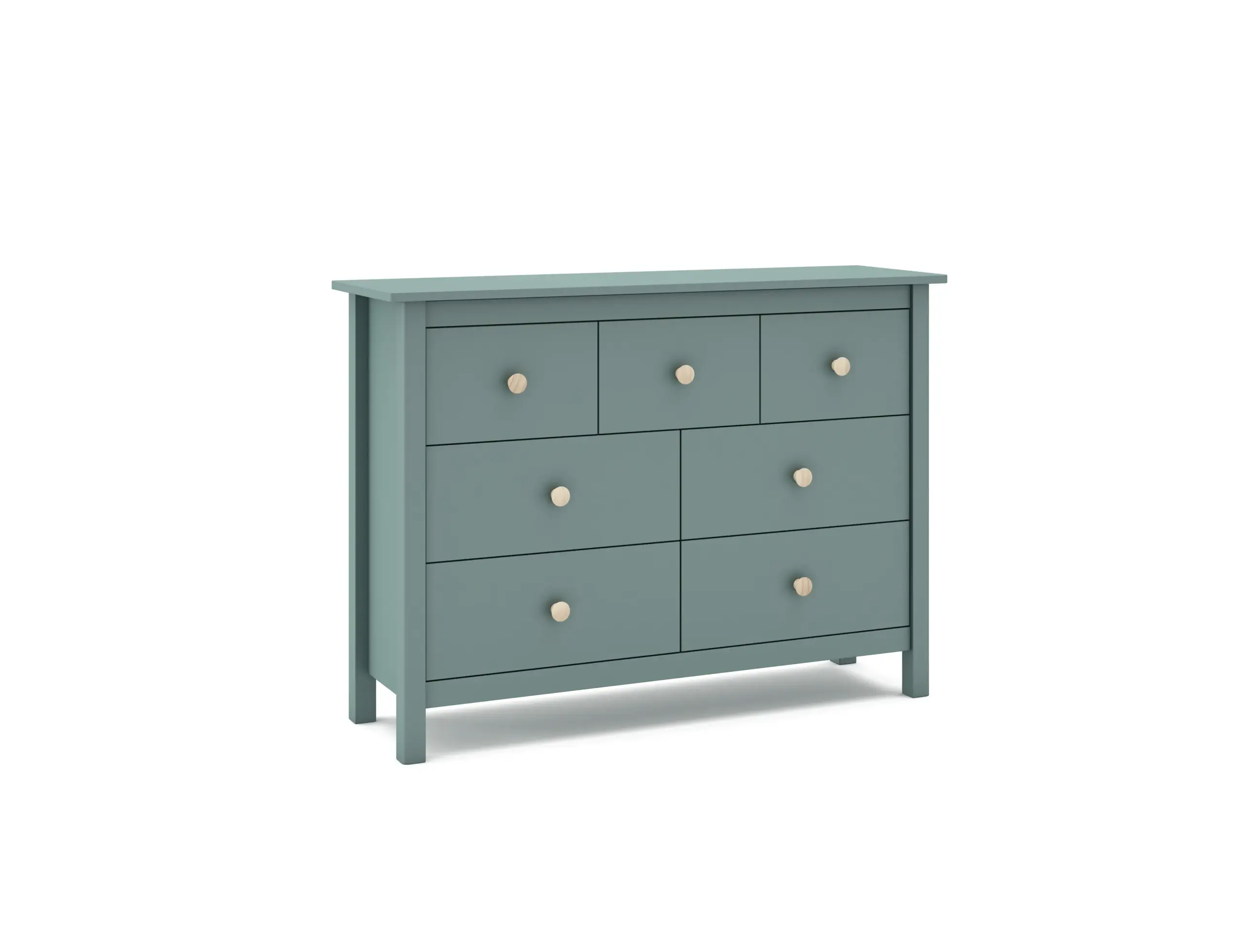 Cómoda Max de siete cajones en verde petróleo fabricada en madera de pino maciza 44_risultato