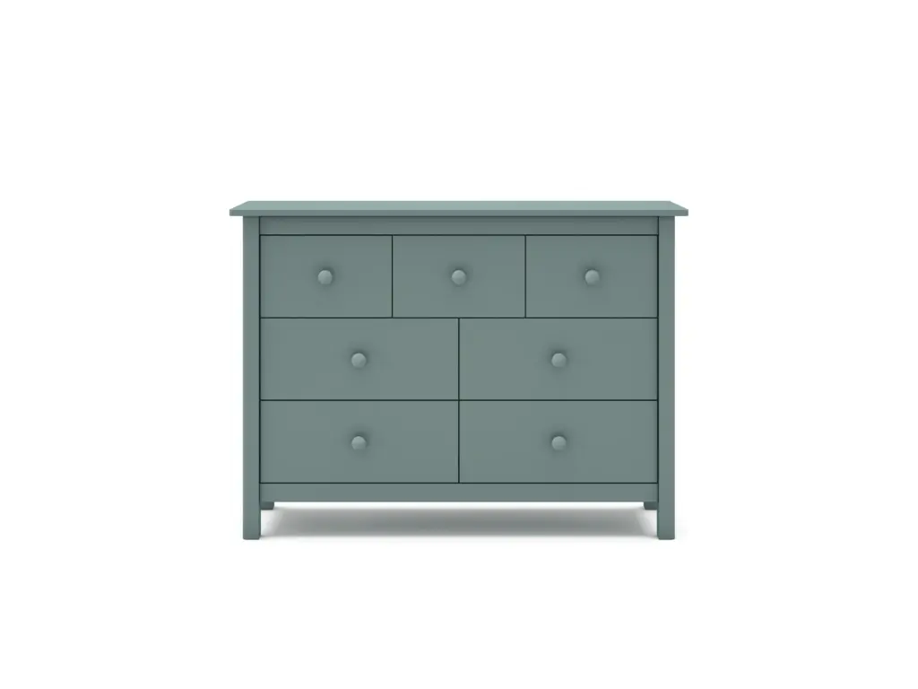Cómoda Max de siete cajones en verde petróleo fabricada en madera de pino maciza 7_risultato