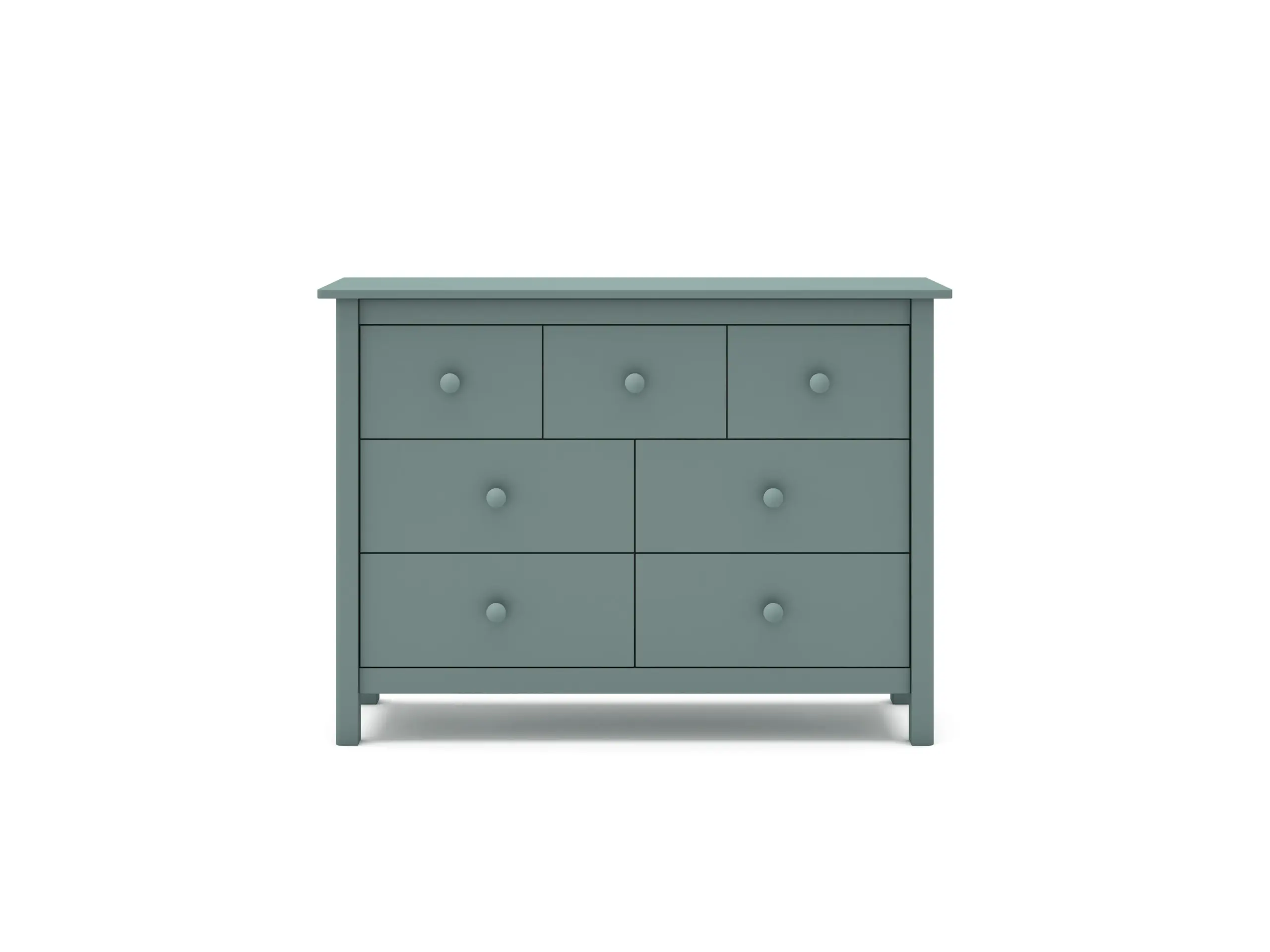 Cómoda Max de siete cajones en verde petróleo fabricada en madera de pino maciza 7_risultato