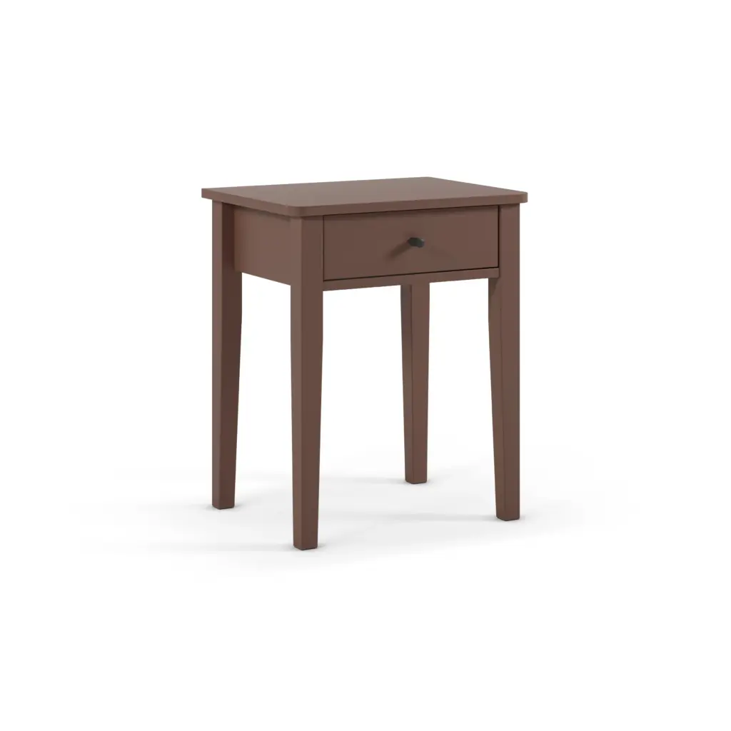 Mesita de Noche Bart Terracota de madera con un cajón y patas esbeltas