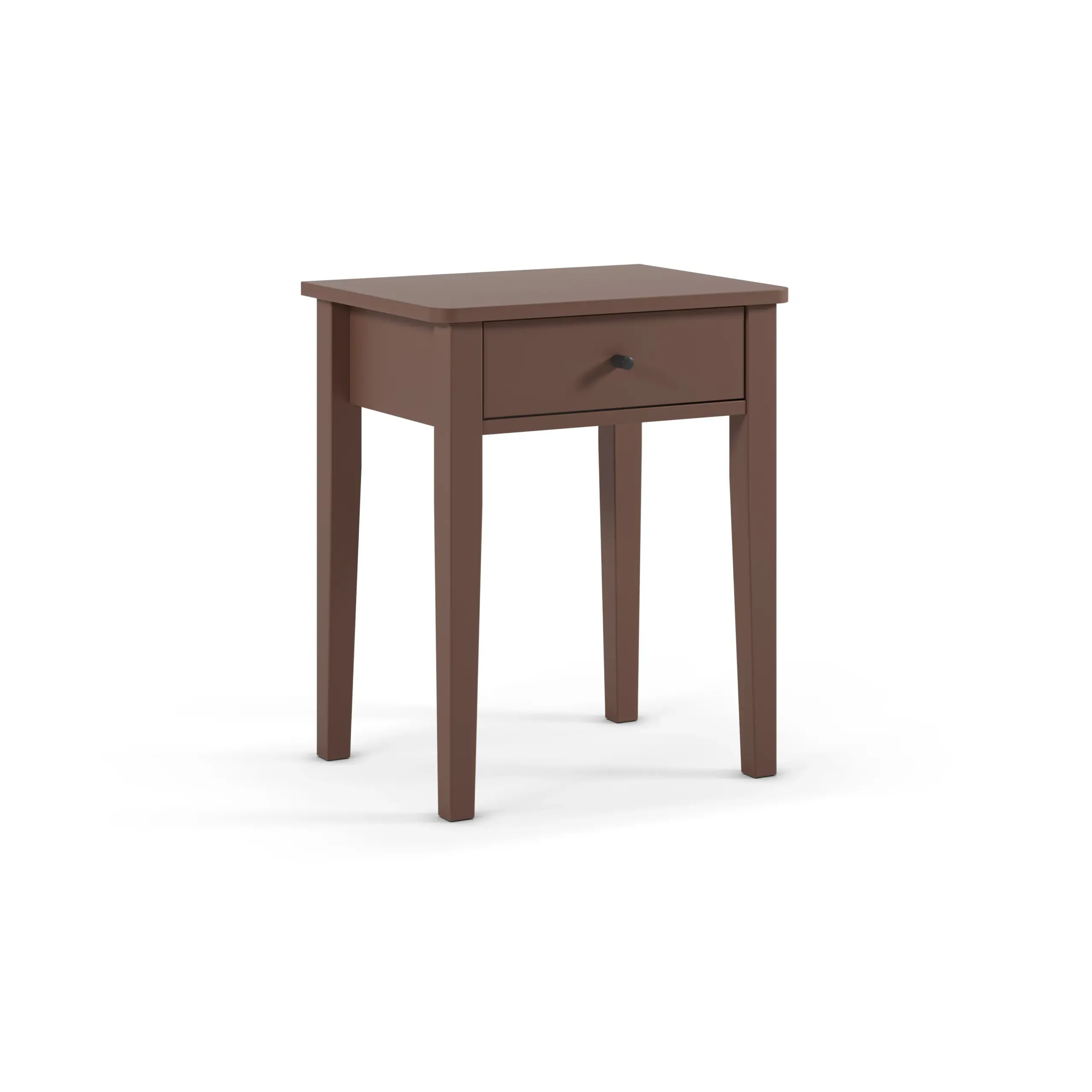 Mesita de Noche Bart Terracota de madera con un cajón y patas esbeltas