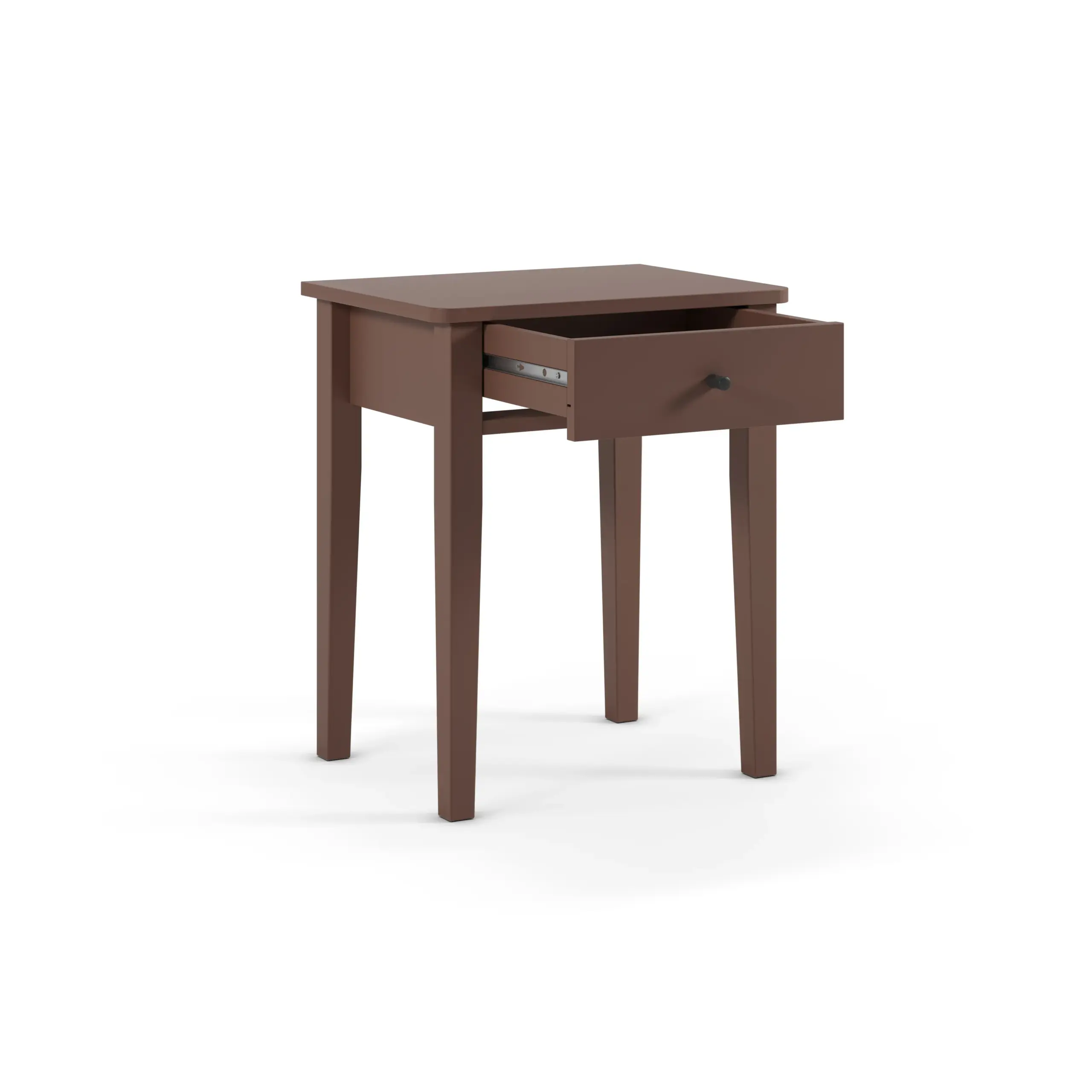Mesita de Noche Bart Terracota de madera con un cajón y patas esbeltas