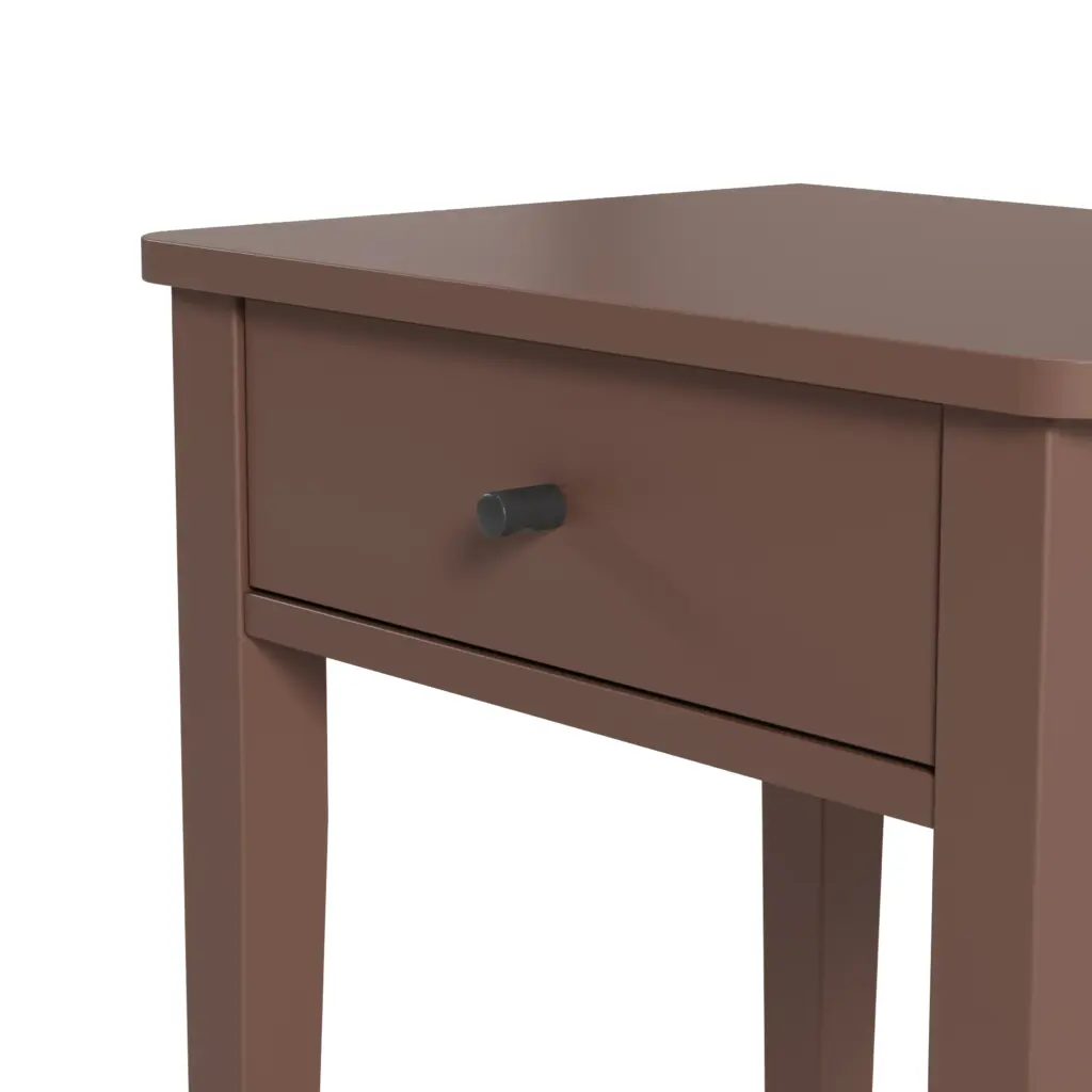 Mesita de Noche Bart Terracota de madera con un cajón y patas esbeltas
