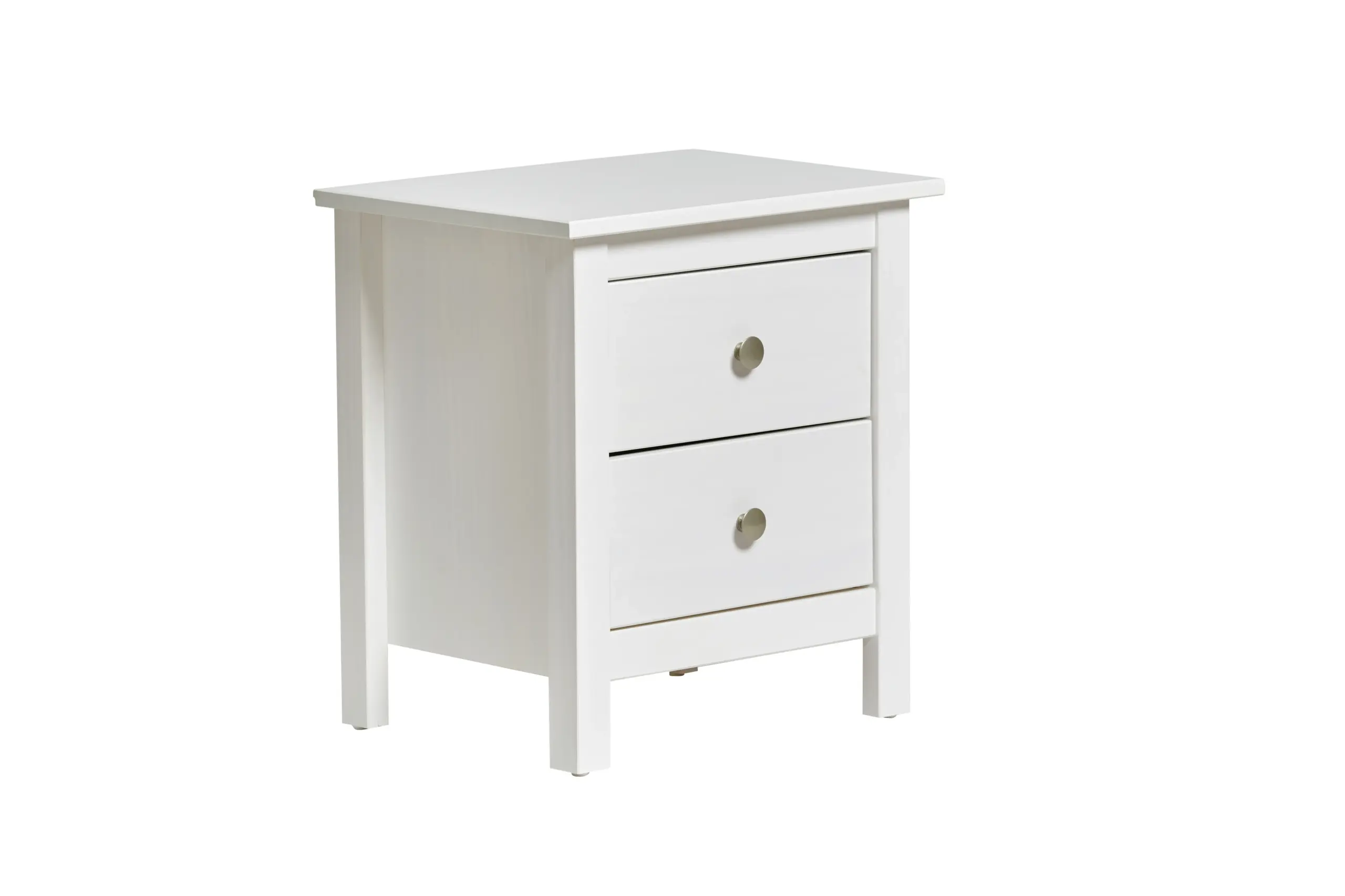 Mesita de Noche Berna con 2 Cajones en Blanco 2_risultato Mesita de Noche Berna Blanca de madera de pino con dos cajones para dormitorio