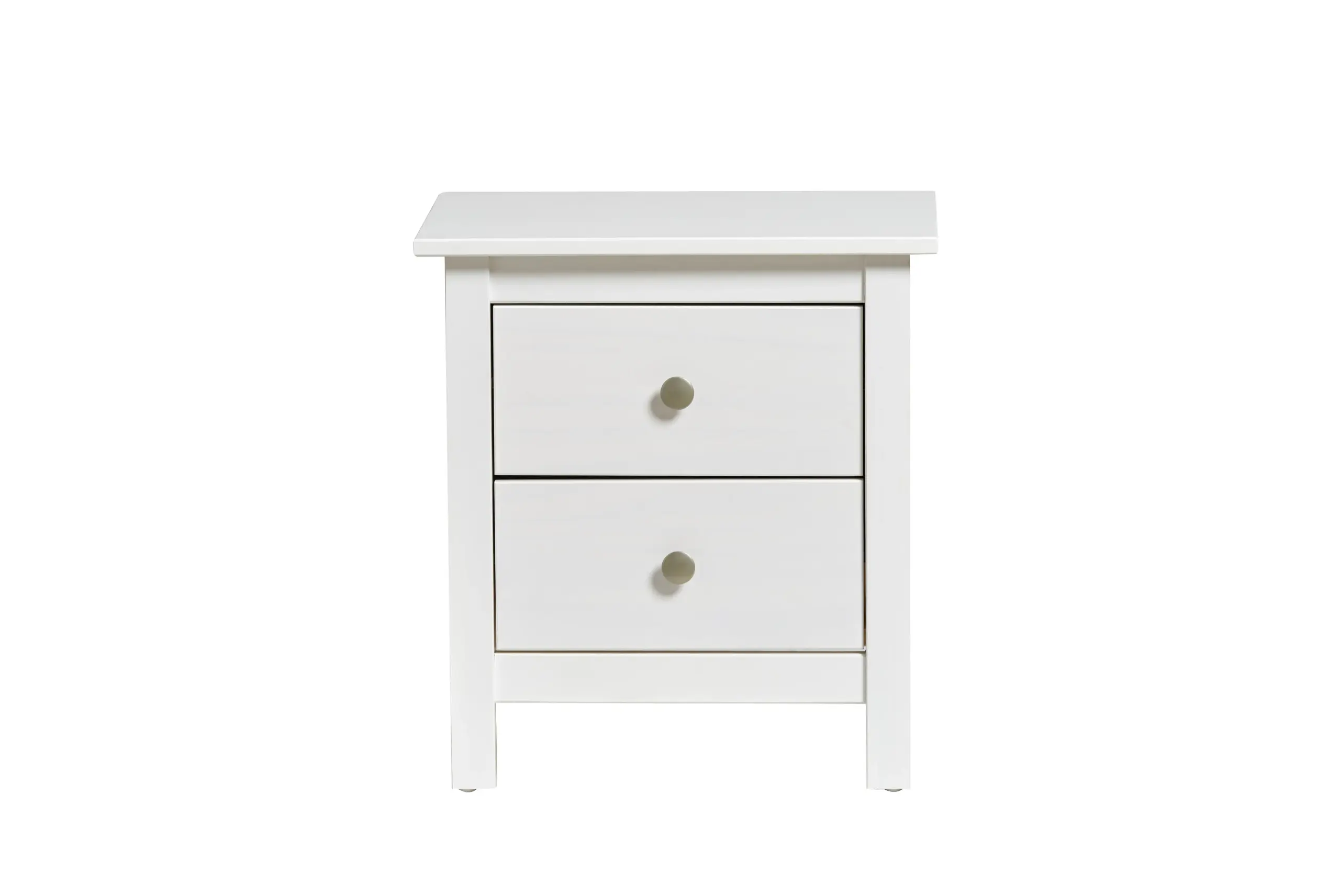 Mesita de Noche Berna con 2 Cajones en Blanco 4_risultato Mesita de Noche Berna Blanca de madera de pino con dos cajones para dormitorio