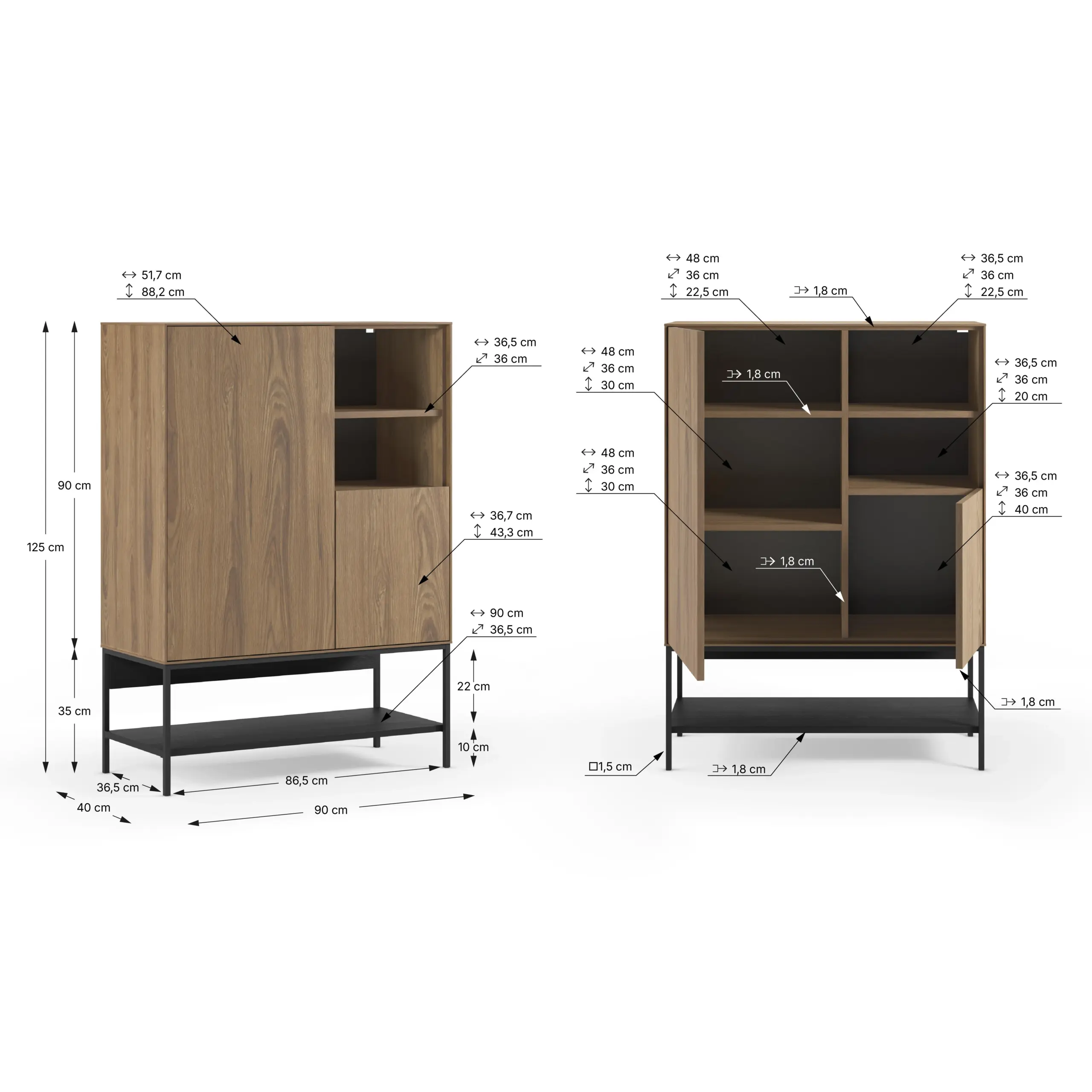 Mueble Auxiliar Alto Amira Roble Negro