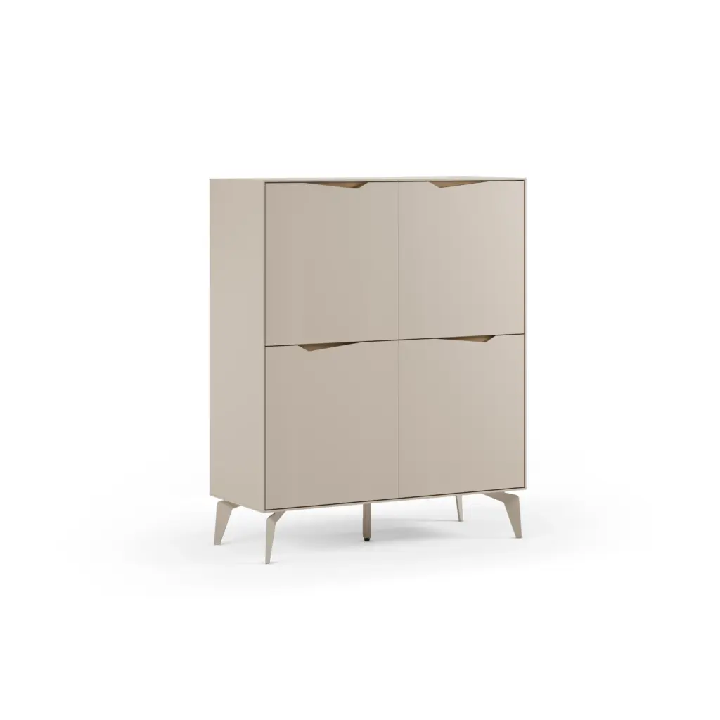 Mueble Auxiliar Alto Jaden 4 Puertas Crema Roble Pie Crema