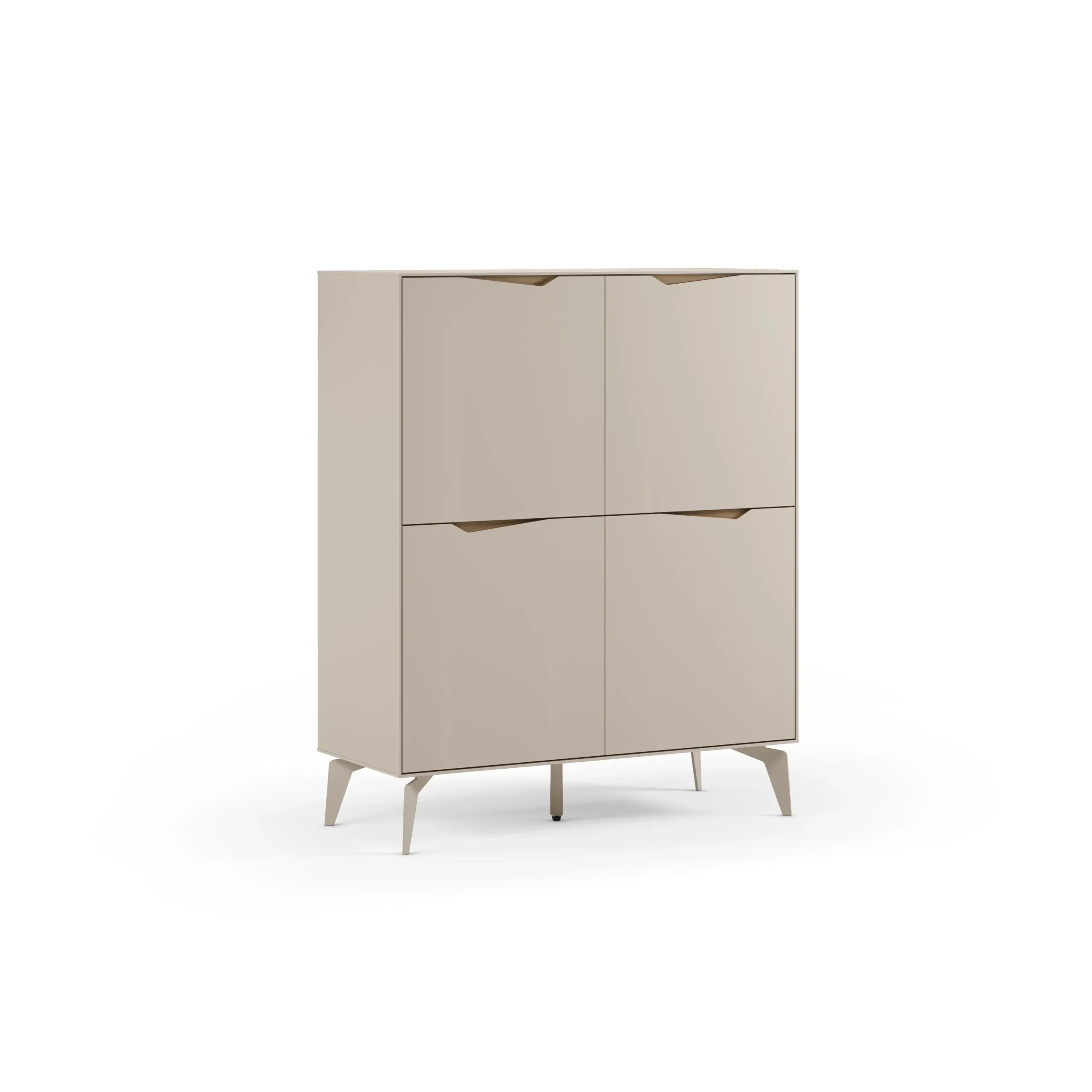 Mueble Auxiliar Alto Jaden 4 Puertas Crema Roble Pie Crema