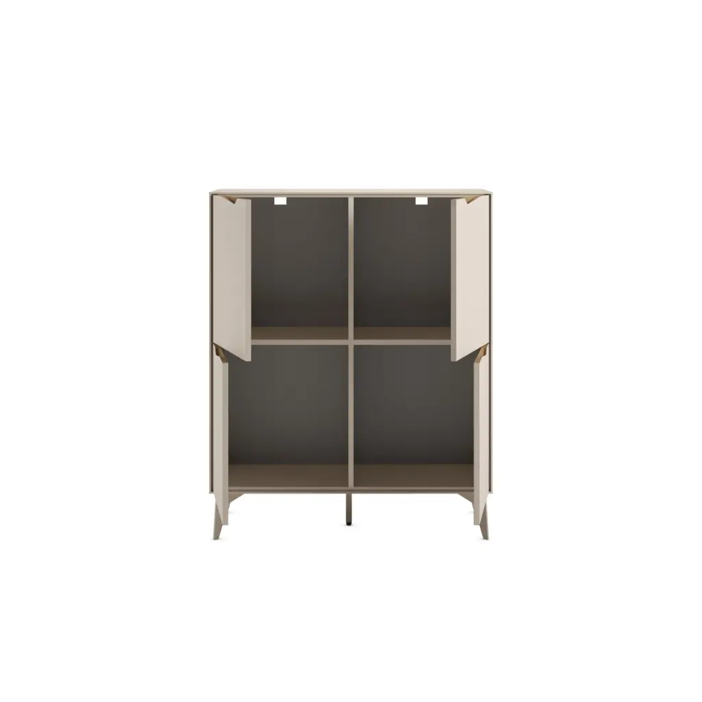 Mueble Auxiliar Alto Jaden 4 Puertas Crema Roble Pie Crema