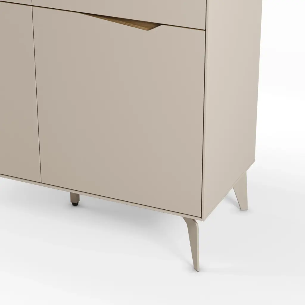 Mueble Auxiliar Alto Jaden 4 Puertas Crema Roble Pie Crema