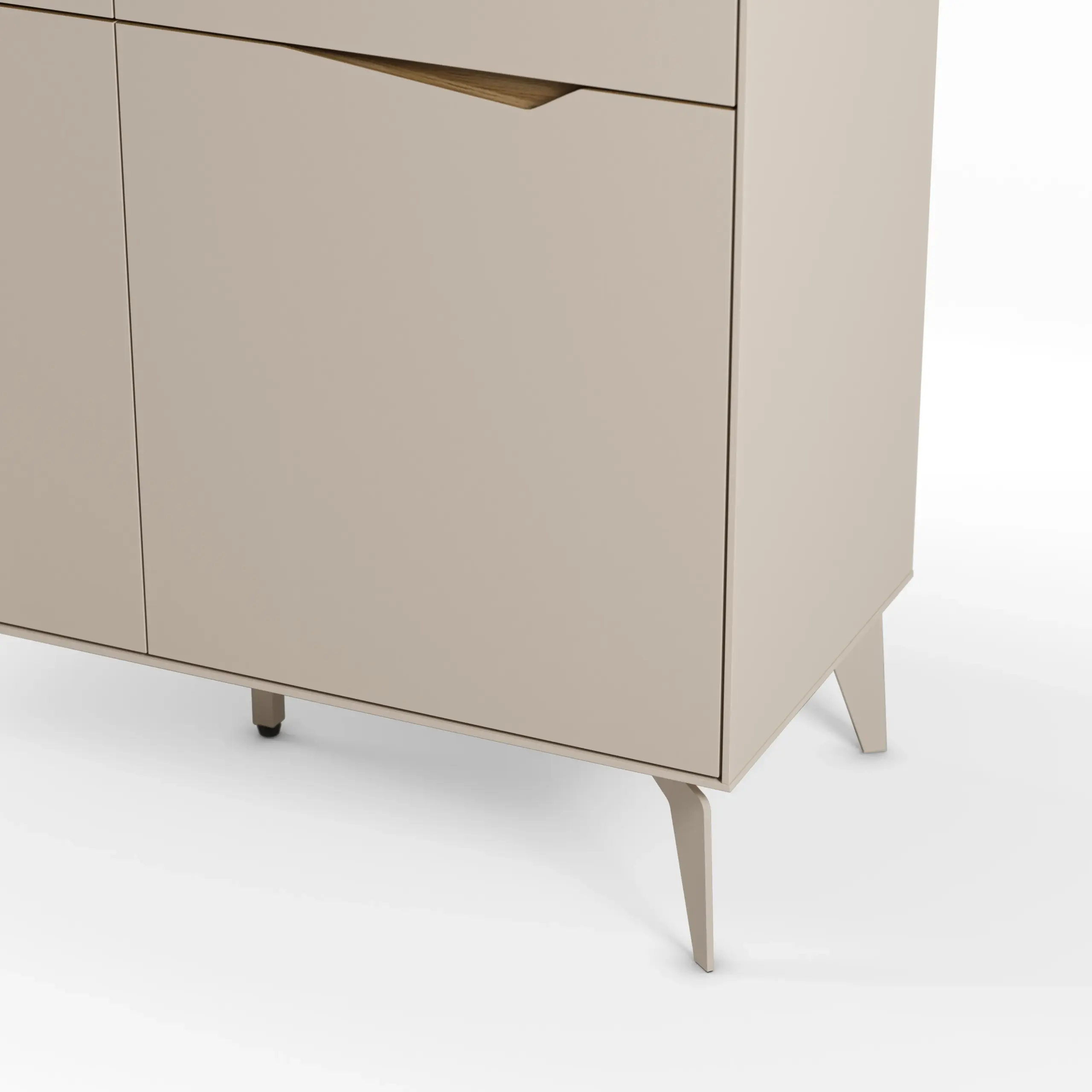 Mueble Auxiliar Alto Jaden 4 Puertas Crema Roble Pie Crema