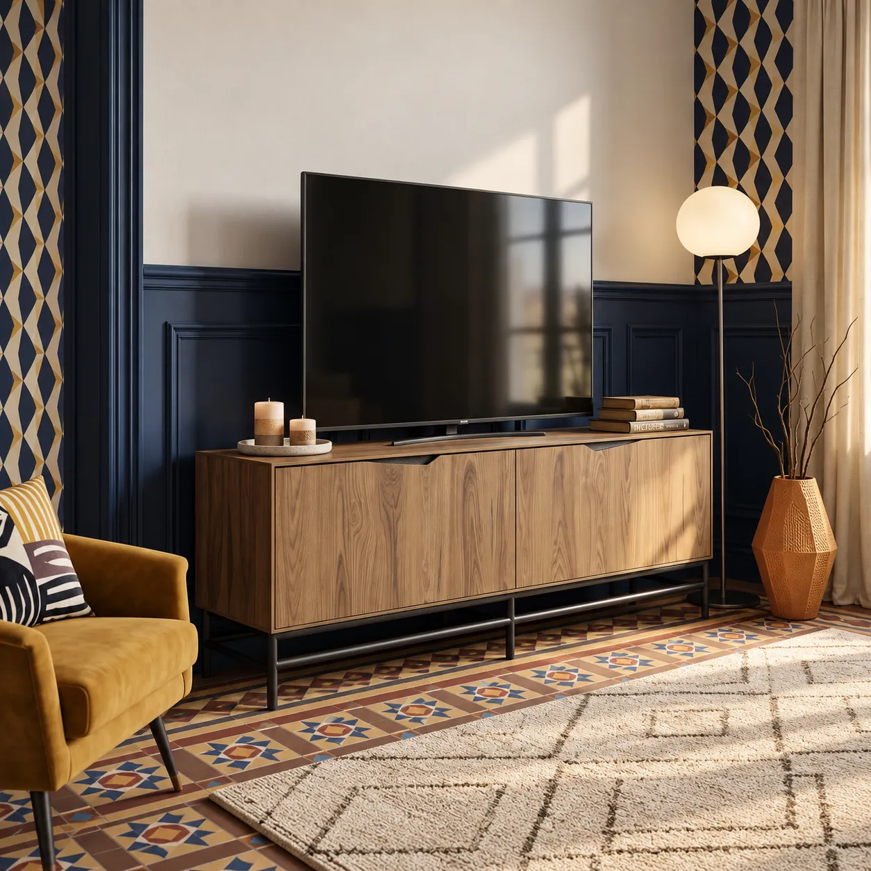 Mueble TV Aiden 150 cm Roble Negro Pata Negra