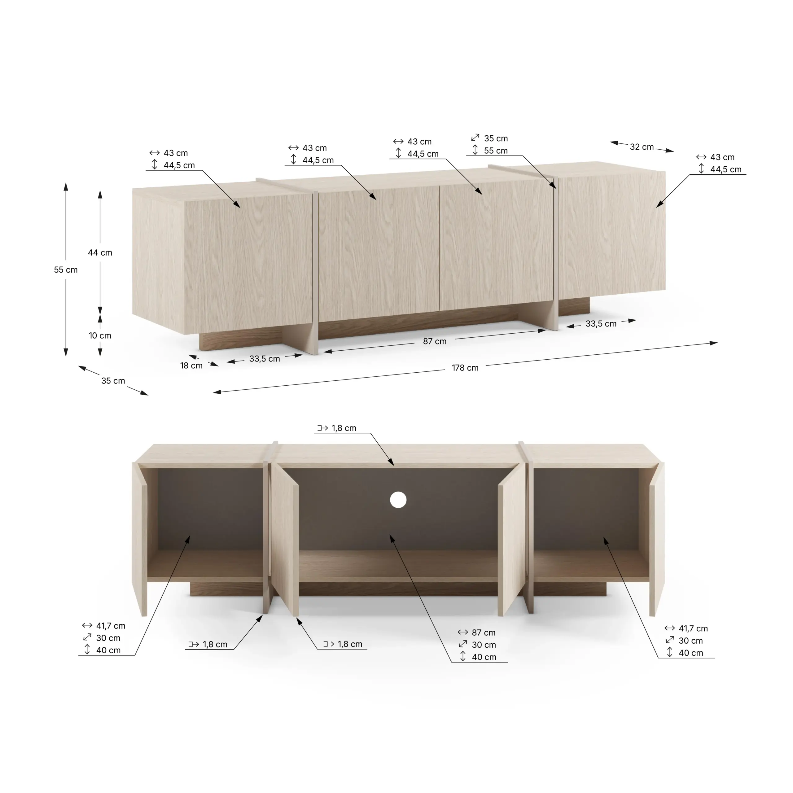 Mueble TV Vivian Crema 4 Puertas