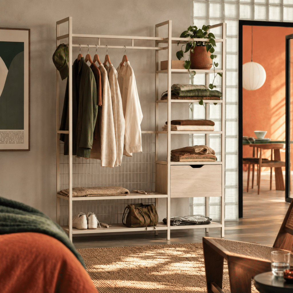 Vestidor Abierto Amara Crema 140 cm con 1 Cajón