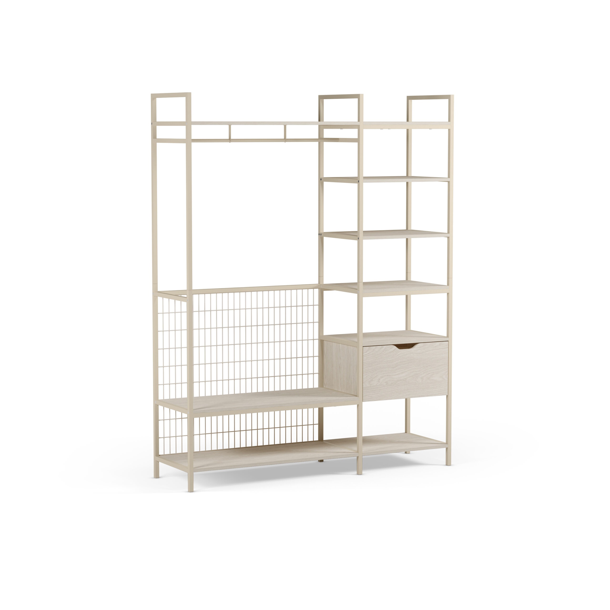 Vestidor Abierto Amara Crema 140 cm con 1 Cajón