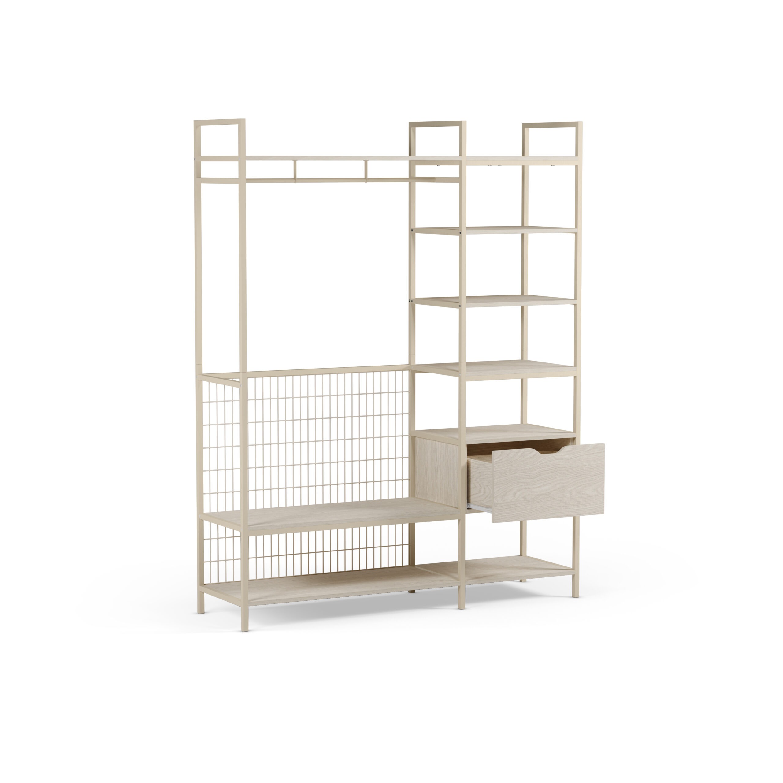 Vestidor Abierto Amara Crema 140 cm con 1 Cajón