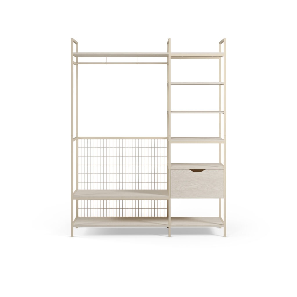 Vestidor Abierto Amara Crema 140 cm con 1 Cajón