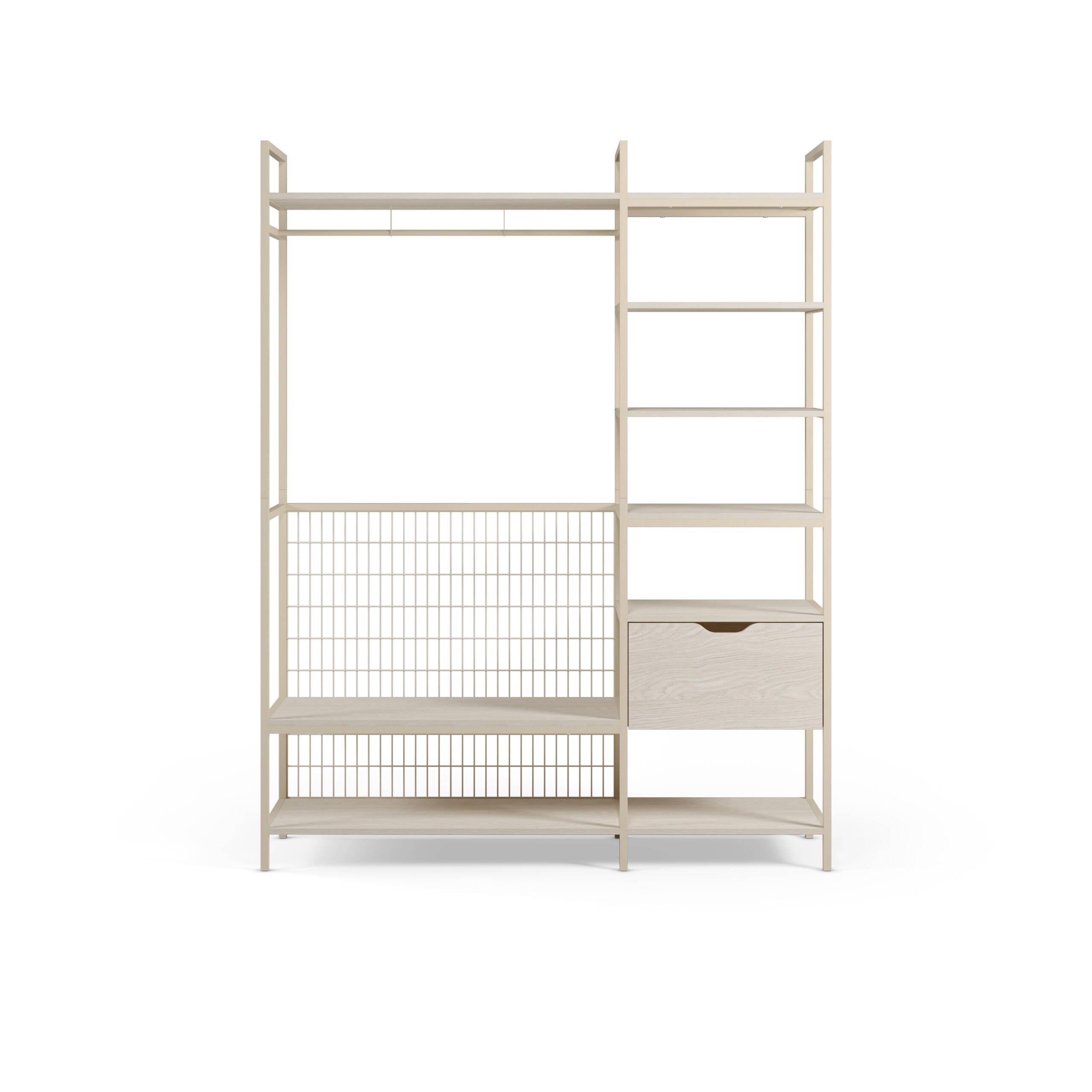 Vestidor Abierto Amara Crema 140 cm con 1 Cajón
