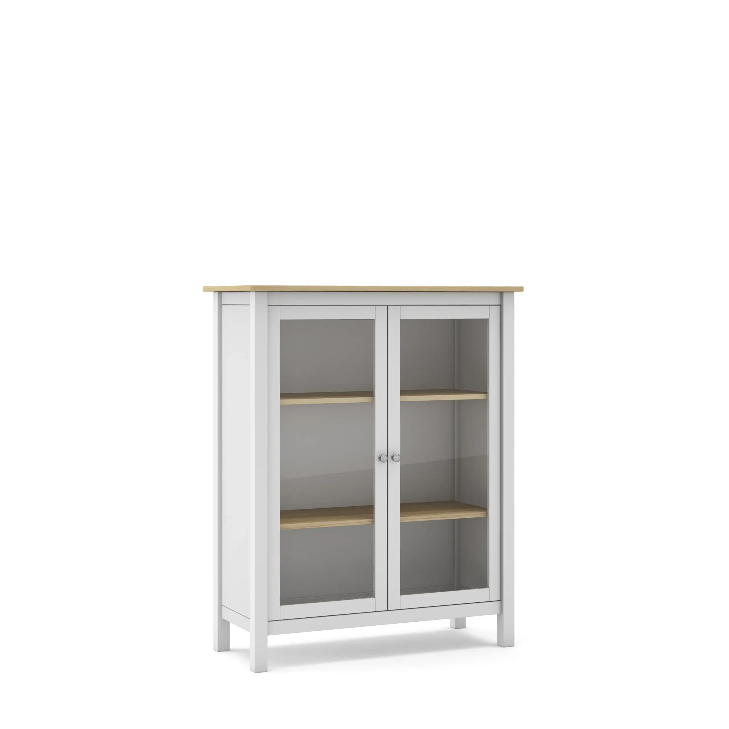 VITRINA MISTI 2P BLANCO-ROBLE 2_risultato Vitrina Misti de dos puertas blanca y roble con cristal y estantes interiores