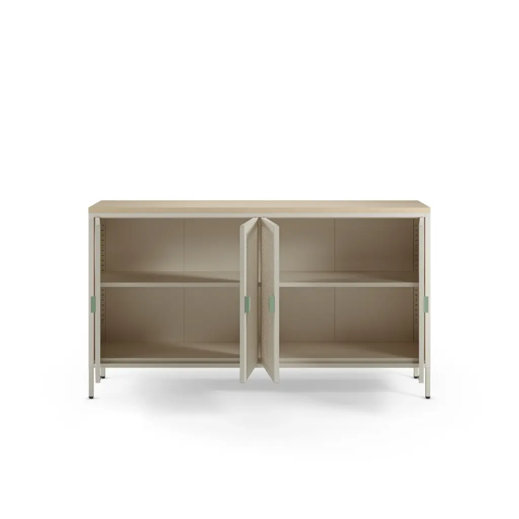 Aparador Sayla de 4 puertas en color crema y roble de 160 cm 2_risultato