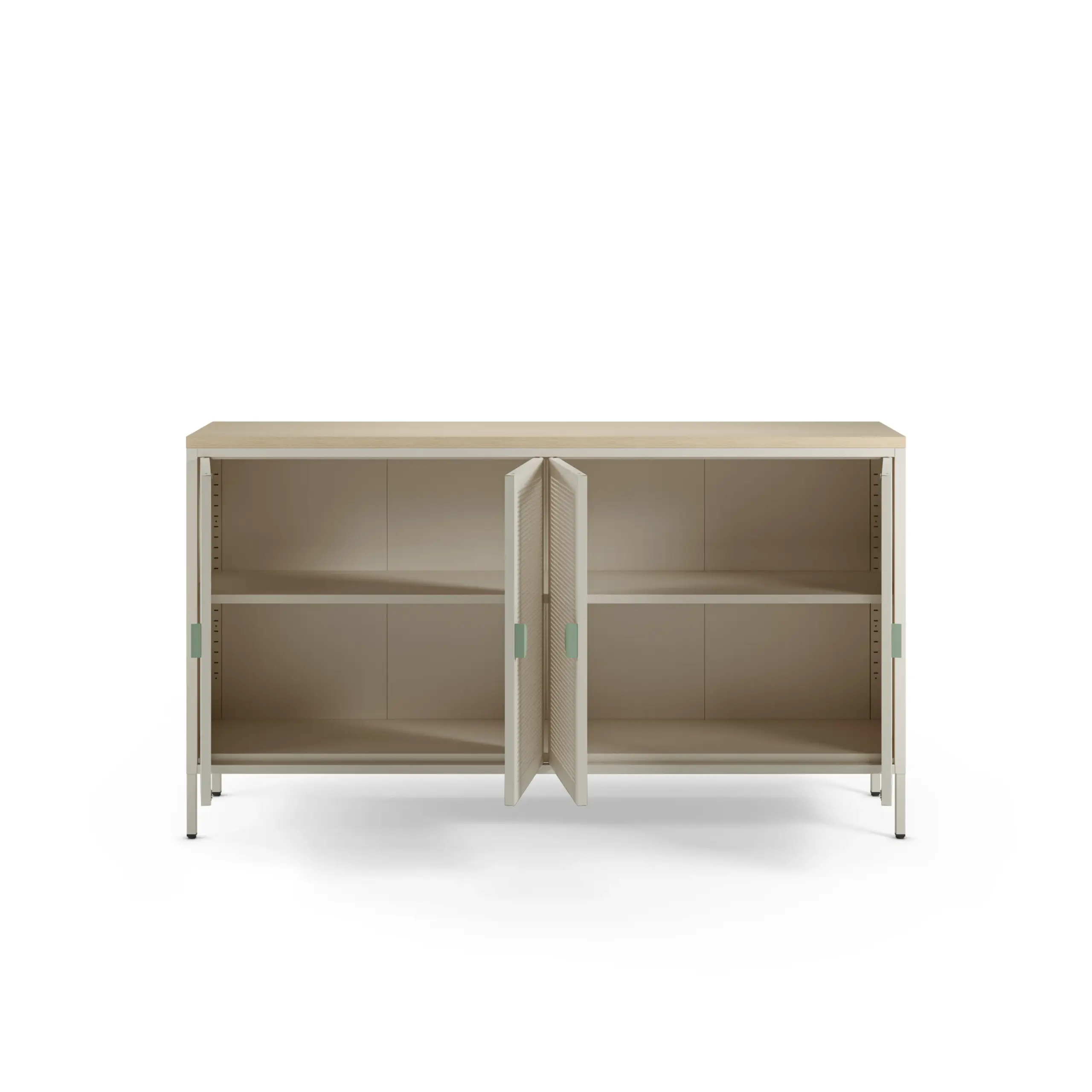 Aparador Sayla de 4 puertas en color crema y roble de 160 cm 2_risultato