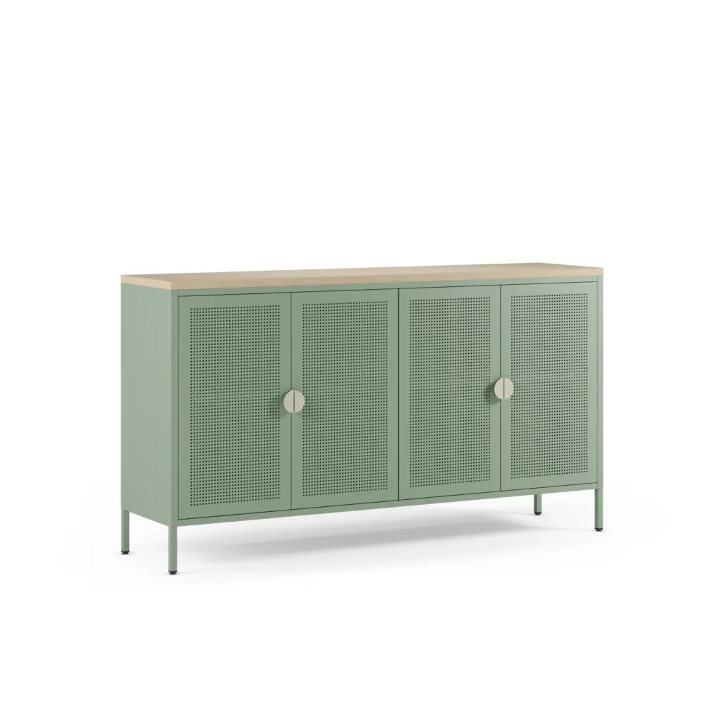 Aparador Sayla de 4 puertas en verde menta y roble de 160 cm 1_risultato Aparador Sayla de 4 puertas en verde menta y roble de 160 cm