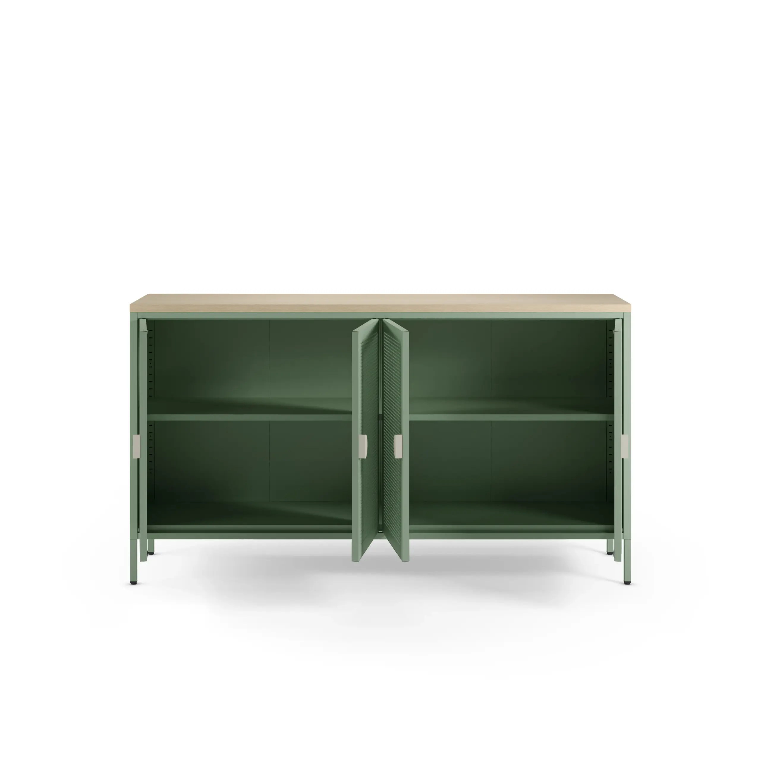 Aparador Sayla de 4 puertas en verde menta y roble de 160 cm 2_risultato