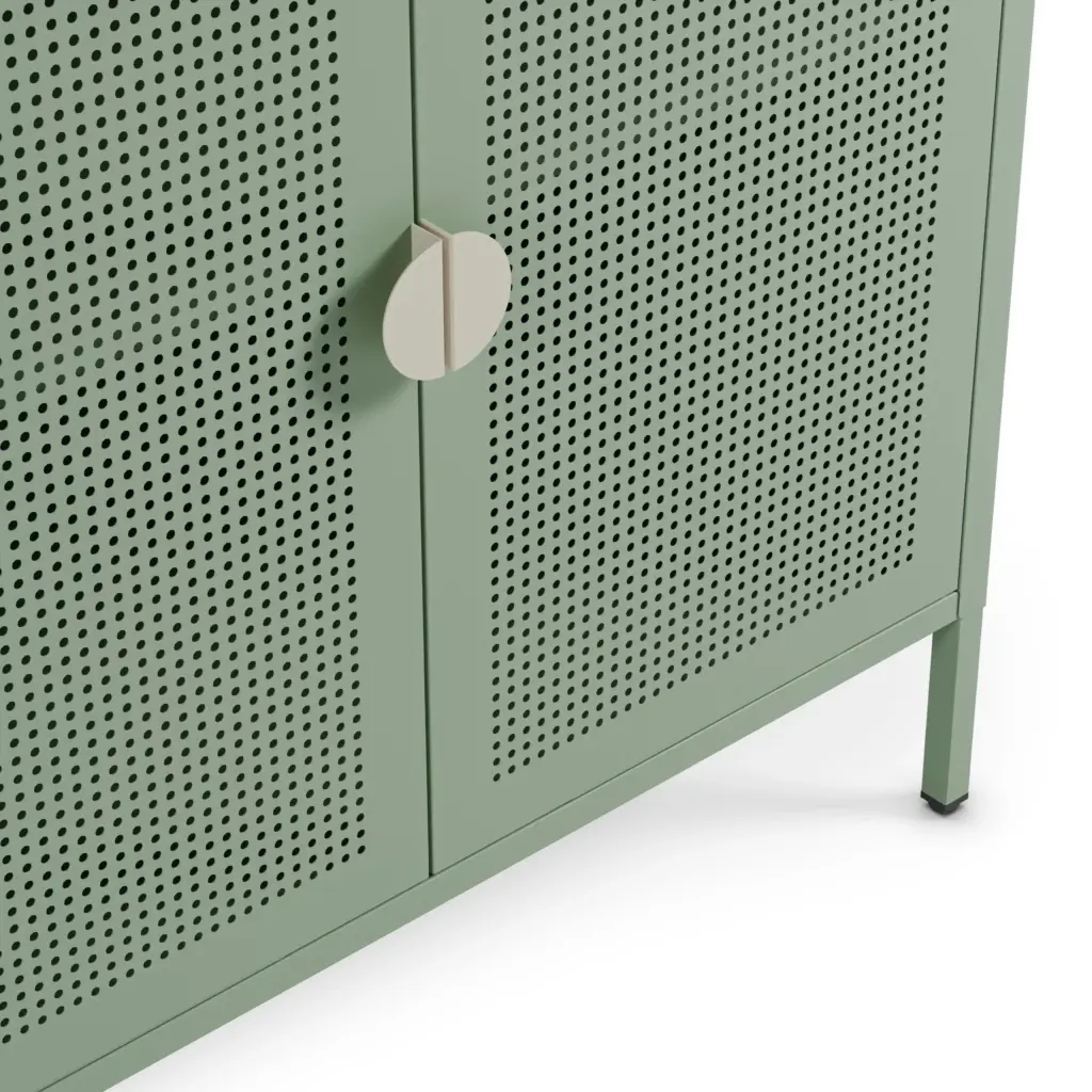 Aparador Sayla de 4 puertas en verde menta y roble de 160 cm 3_risultato