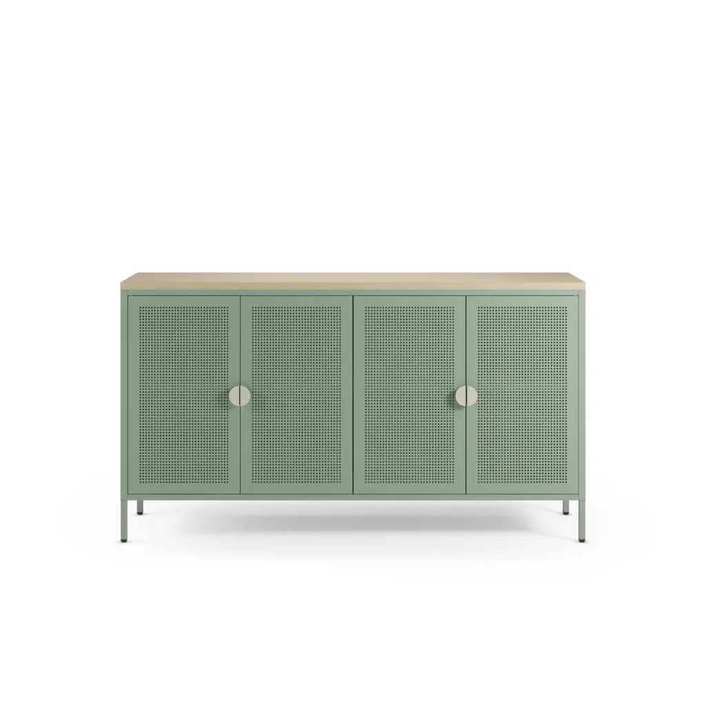 Aparador Sayla de 4 puertas en verde menta y roble de 160 cm 4_risultato Aparador Sayla de 4 puertas en verde menta y roble de 160 cm