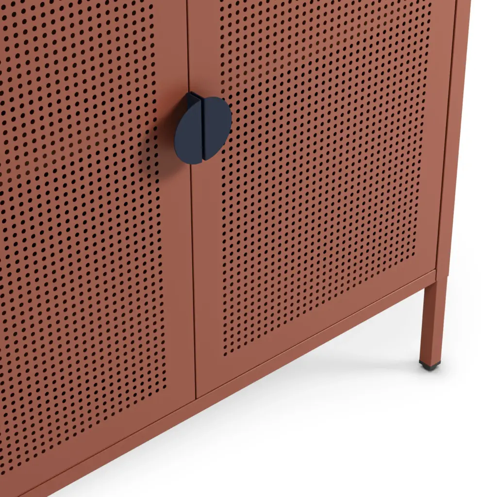 Aparador Sayla terracota de 160 cm con cuatro puertas y tiradores oscuros. 3_risultato