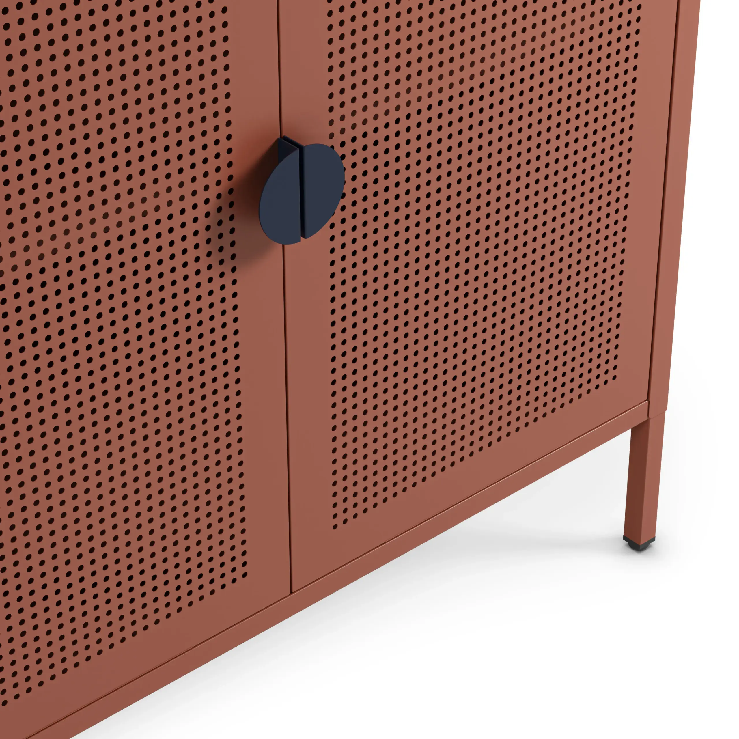 Aparador Sayla terracota de 160 cm con cuatro puertas y tiradores oscuros. 3_risultato