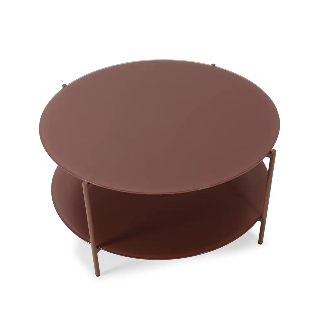 Mesa de Centro Redonda Davi 80 cm Terracota con dos superficies circulares. 4_risultato