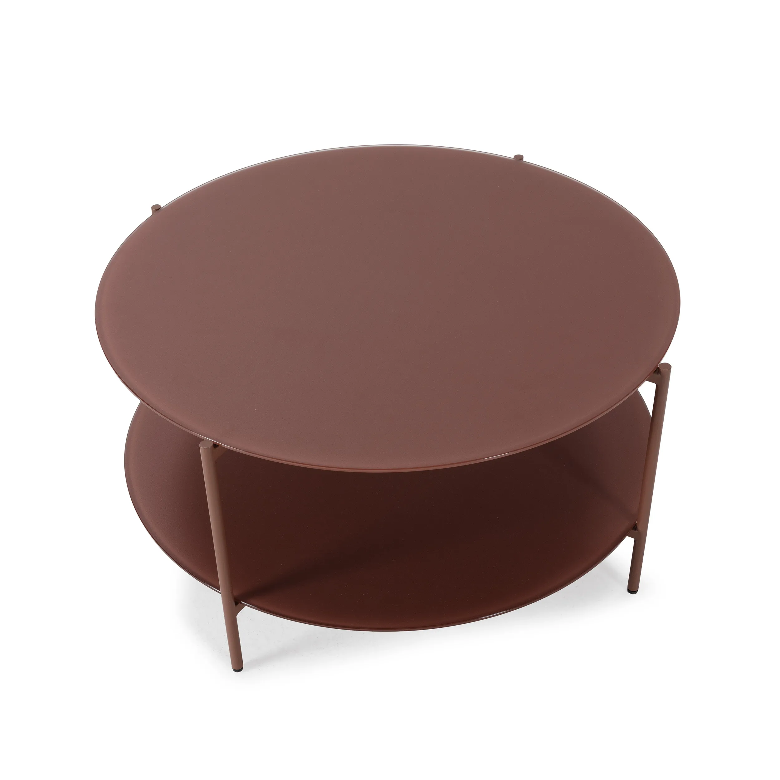 Mesa de Centro Redonda Davi 80 cm Terracota con dos superficies circulares. 4_risultato