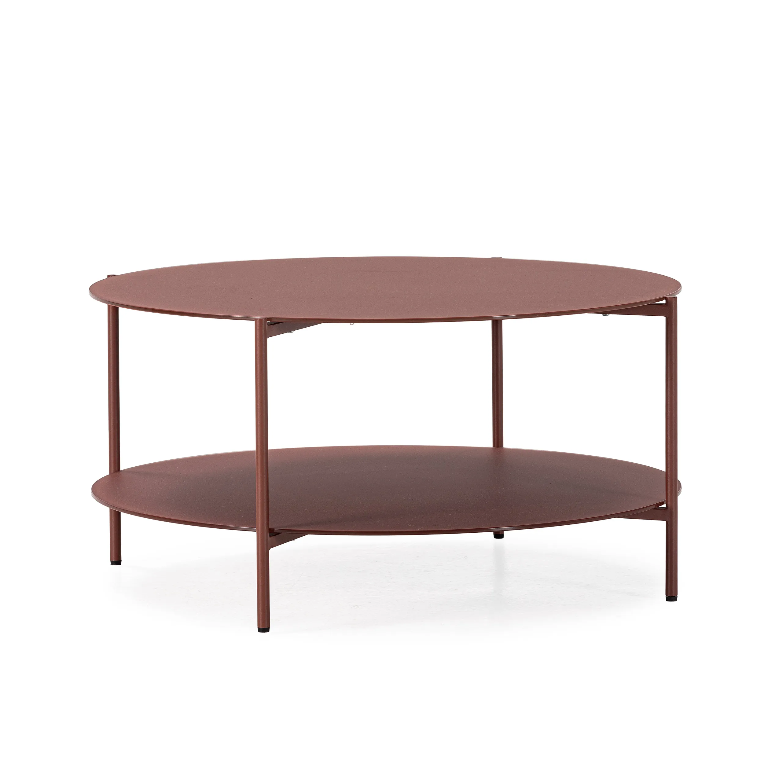 Mesa de Centro Redonda Davi 80 cm Terracota con dos superficies circulares._risultato