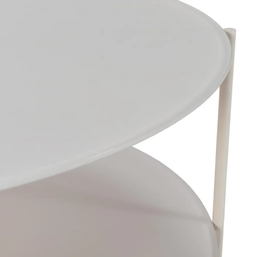 Mesa de centro redonda Davi de 80 cm en color crema con dos niveles. 3_risultato