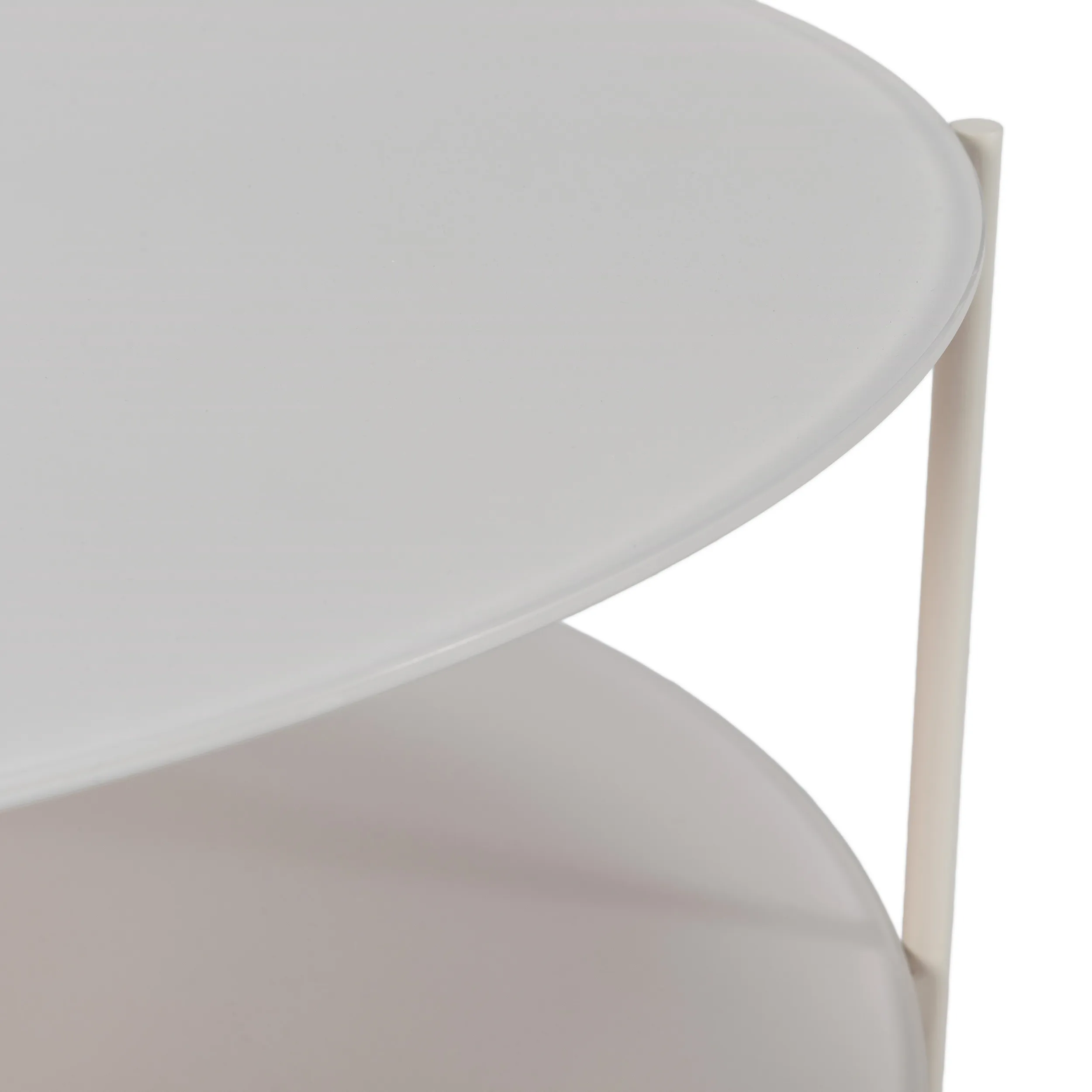 Mesa de centro redonda Davi de 80 cm en color crema con dos niveles. 3_risultato
