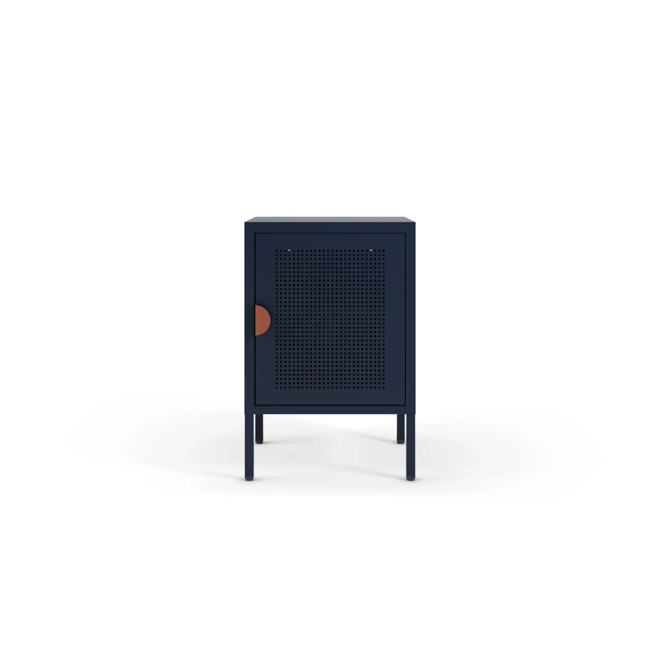 Mesita Sayla azul oscuro con puerta perforada y tirador terracota 4_risultato Mesita Sayla azul oscuro con puerta perforada y tirador terracota
