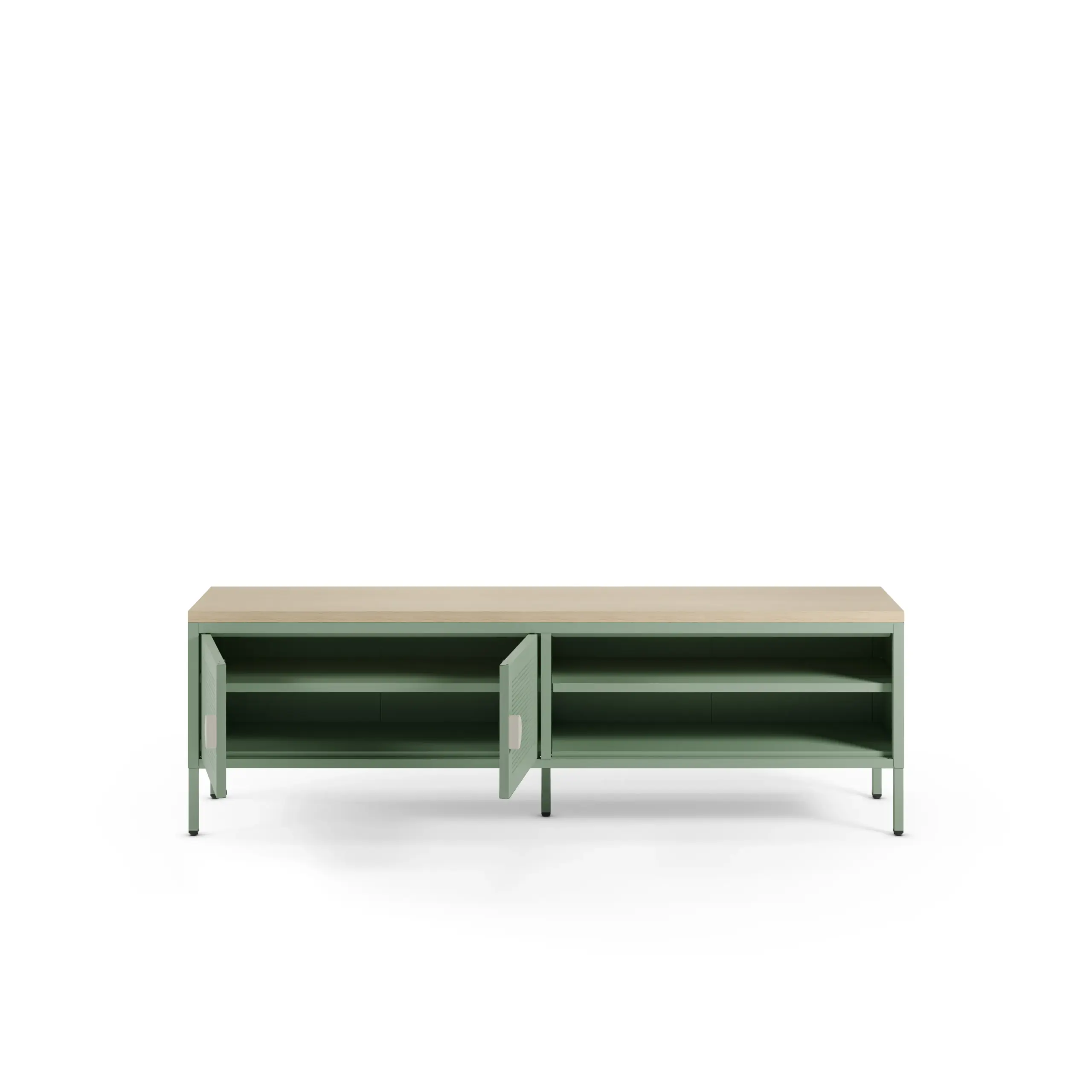 Mueble TV Sayla de 160 cm en verde menta y roble 2_risultato