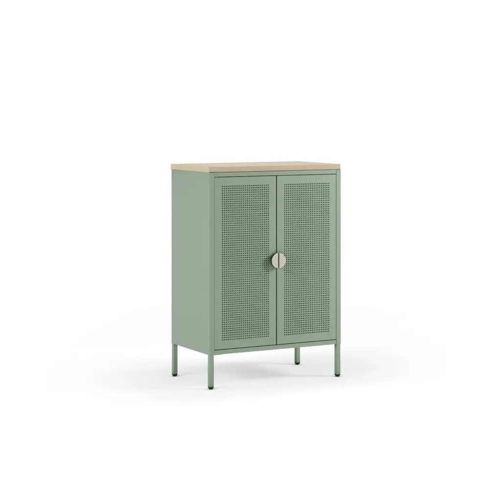 Mueble auxiliar Sayla de 70 cm en verde menta y roble con dos puertas 1_risultato Mueble auxiliar Sayla de 70 cm en verde menta y roble con dos puertas
