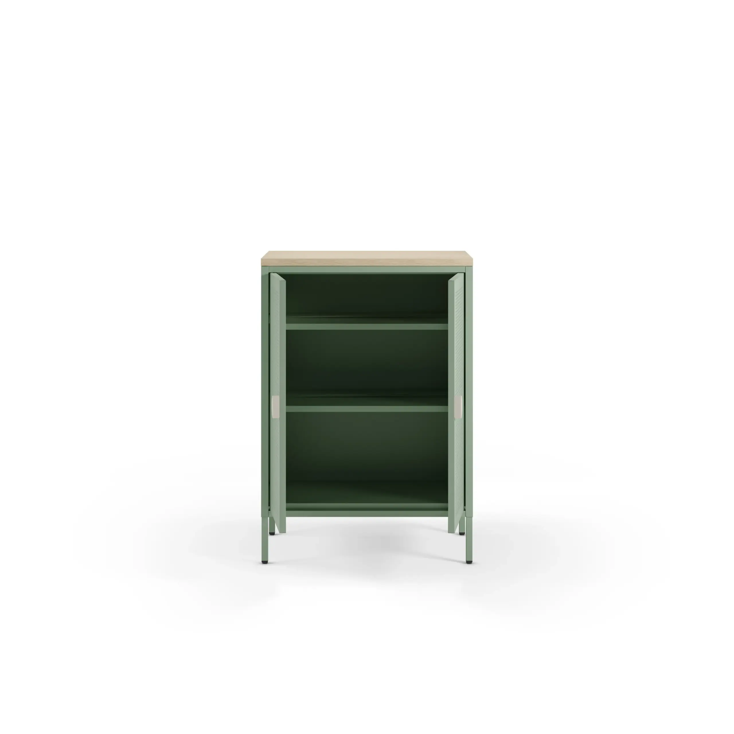 Mueble auxiliar Sayla de 70 cm en verde menta y roble con dos puertas 2_risultato