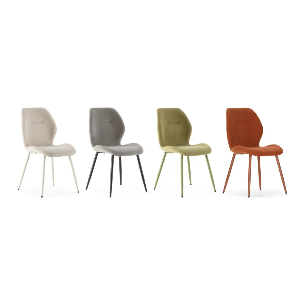 Silla Ansu en Beige, Gris, Verde y Terracota Silla de comedor Ansu tapizada con patas del mismo color en Beige, Gris, Verde y Terracota