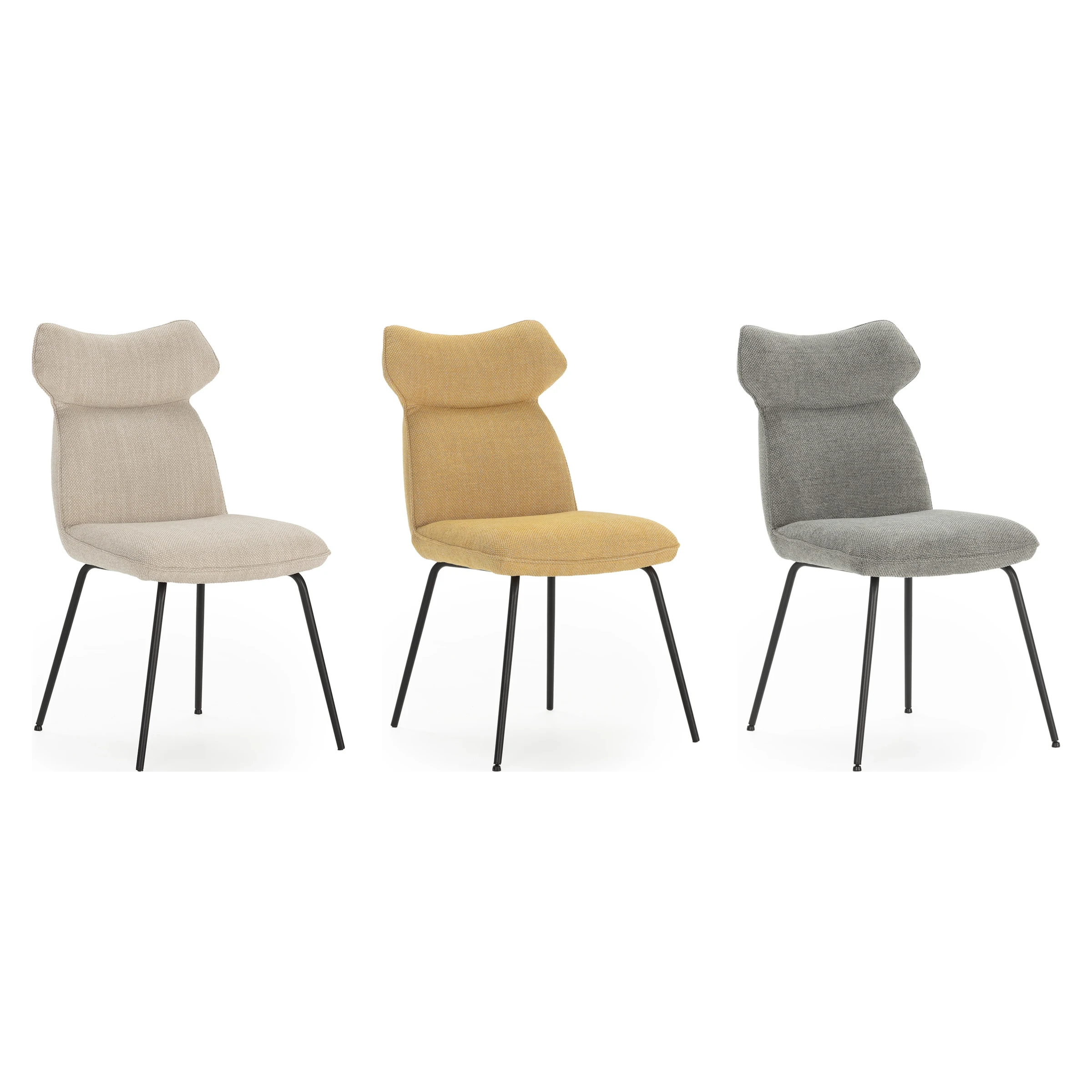 Sillas Dara en beige, mostaza y gris
