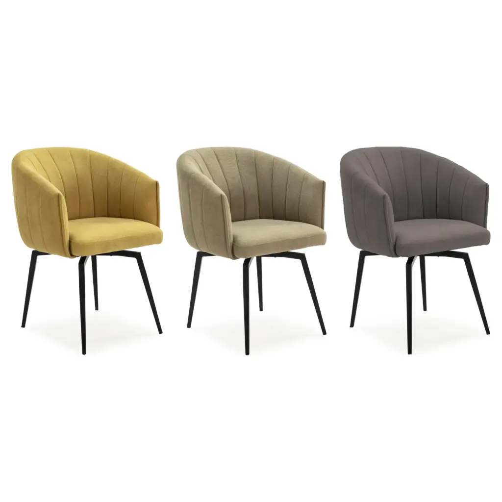 Sillón Giratorio Enka en mostaza, verde y gris oscuro