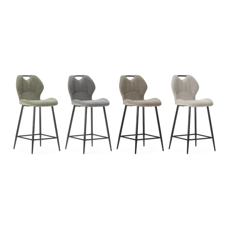 Taburete alto MULI tapizado con asa en los colores Verde, Gris Antracita, Marrón y Beige